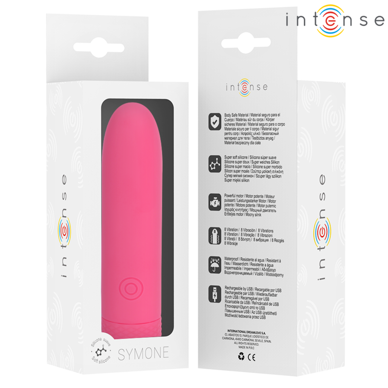 Intense Symone - Vibrador Recargable USB 8 Vibraciones Rosa