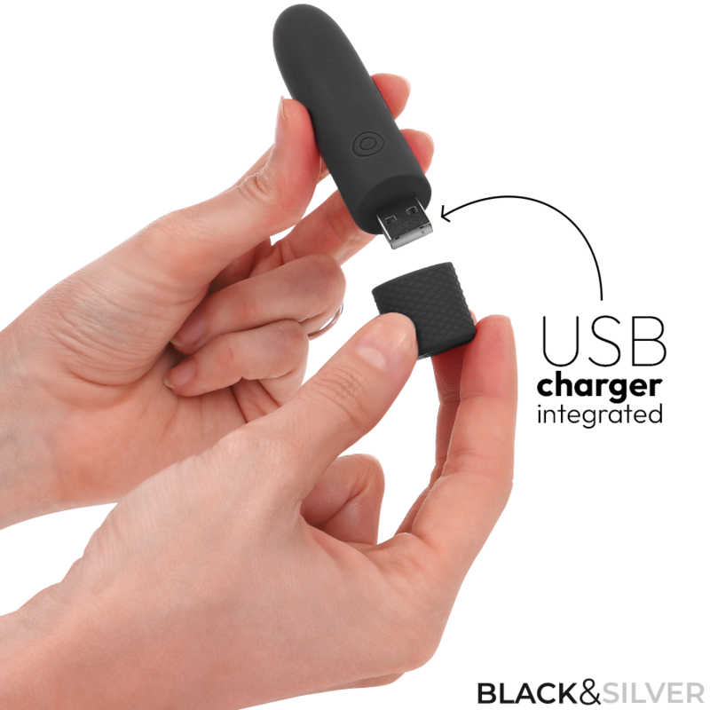 Black & Silver Geri - Vibrador Recargable USB 8 Modos