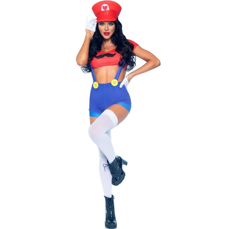 Disfraz Sexy Mario Bros 3 Piezas - Crop Top, Shorts y Gorro