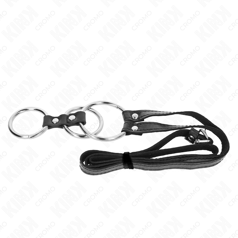 Anillo Pene Triple Metal con Pinzas y Correa de Cuero Rojo Ajustable