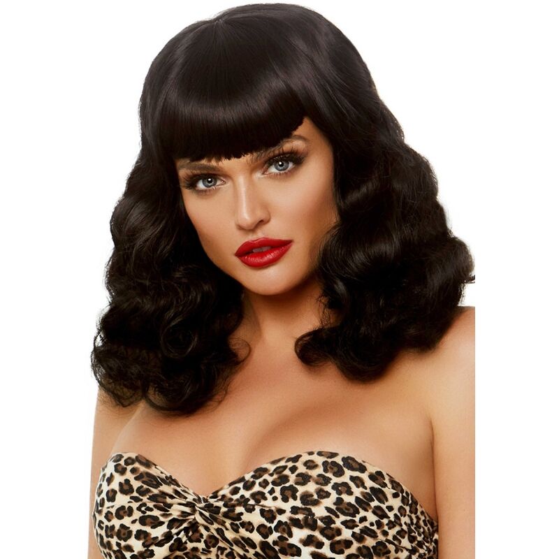 Peluca Bob Rizada Retro Luminiscente con Flequillo - Leg Avenue