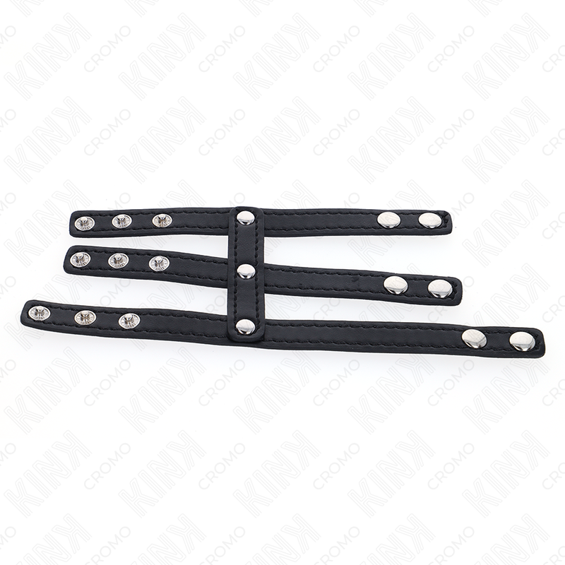 Kink Triple Leather Penis Ring - Cierre a Presión