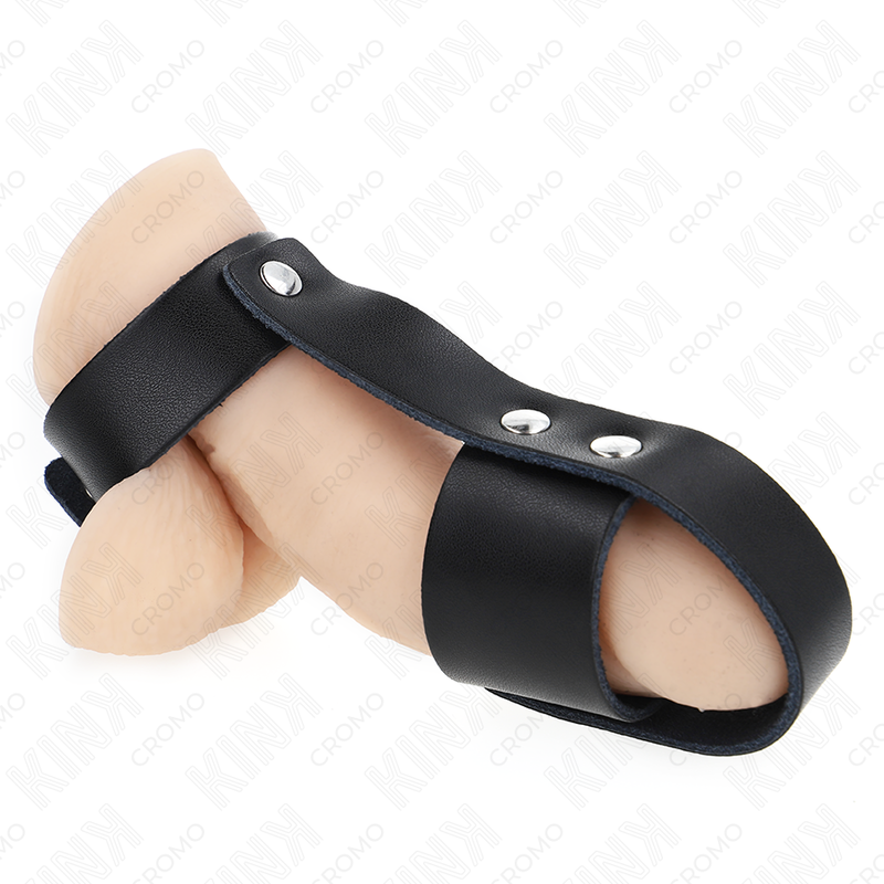 Anillo de Cuero para Bondage con Divisor de Testículos Ajustable