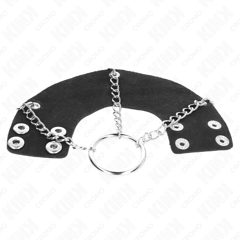 Kink Penis Ring 4 cm con Cadena 7 cm - Metal y Cinturón de Cuero