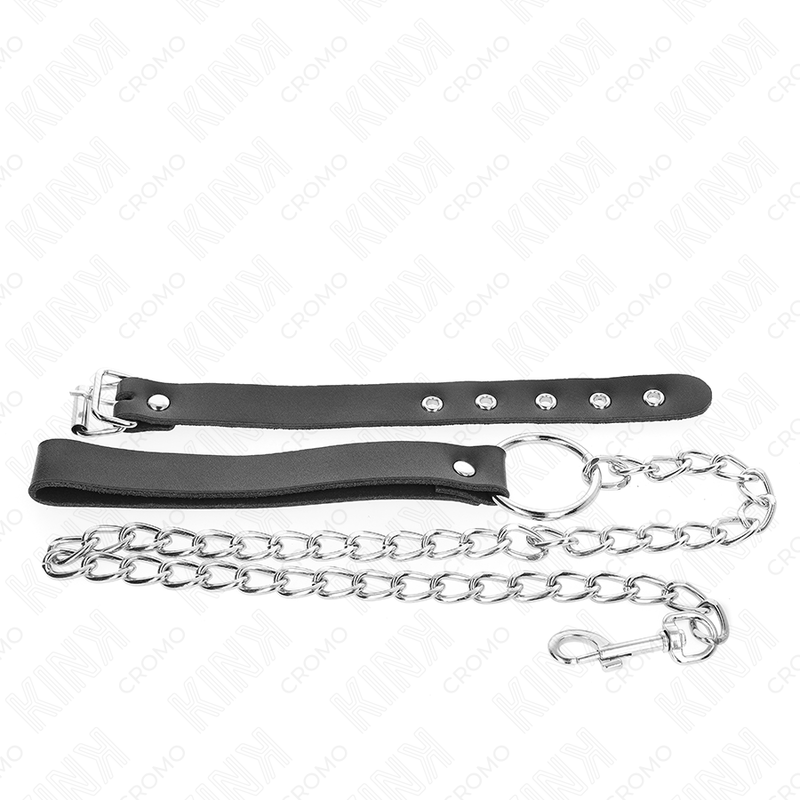 Anillo de Cuero para el Pene Kink Ring Power con Correa y Cadena Metálica