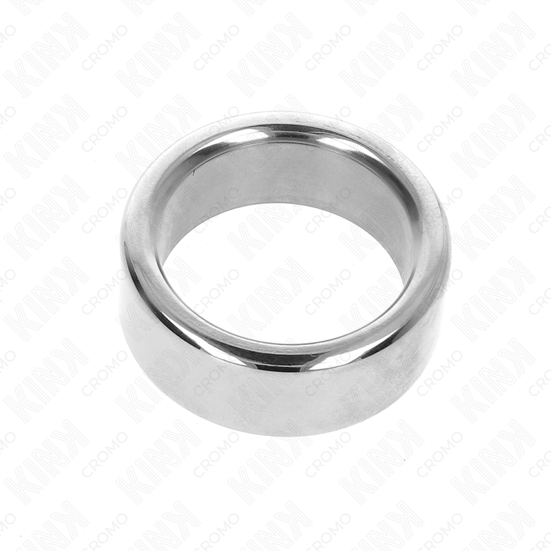 Kink Metal Penis Ring 2.6 cm - Anillo Doble de Acero Inoxidable con Correa de Cuero