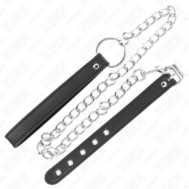 Kink Leather Penis Ring 21.5 cm - Anillo con Cadena Metal y Vibración