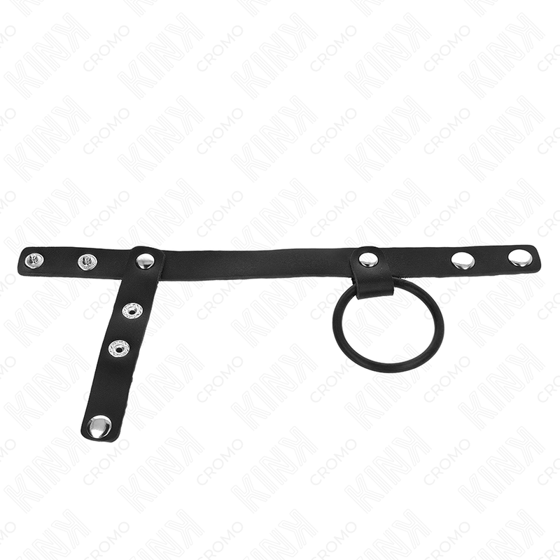 Anillo Doble para Pene KINK Silicona 3.8-5 cm con Correa de Cuero