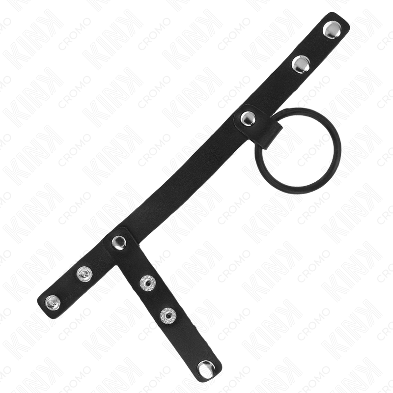 Anillo Doble para Pene KINK Silicona 3.8-5 cm con Correa de Cuero