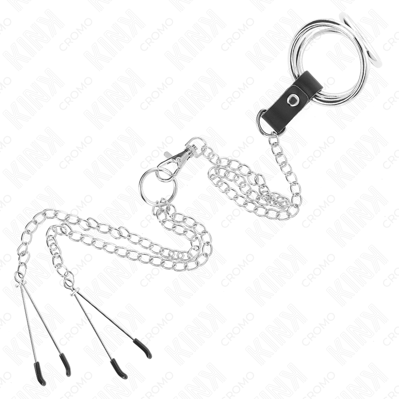Anillo Peneano Triple Cromado KINK Ring Power con Cadena y Pinzas