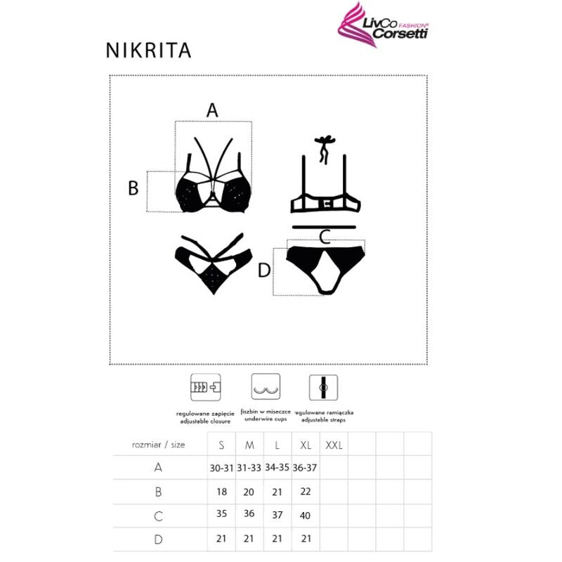 Nikrita LC 90647 - Conjunto Corset + Braguita Encaje Negro Talla M