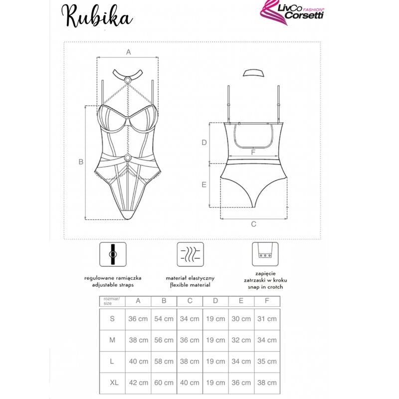 Livco Corsetti Rubika LC XG079 Body Negro con Gargantilla - Talla XL