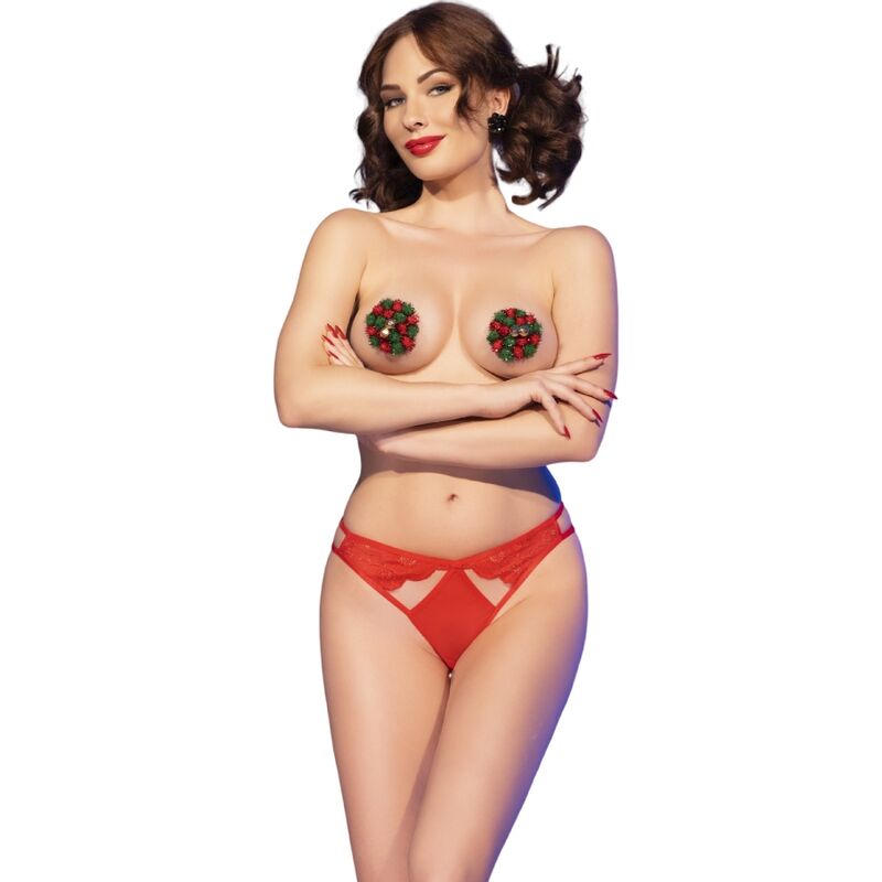 Chilirose CR-4839 Set Navideño Cubrepezones y Bragas Rojas L/XL