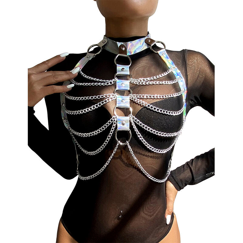 Subblime Chest Harness with Rings and Chains - Arnés Plateado