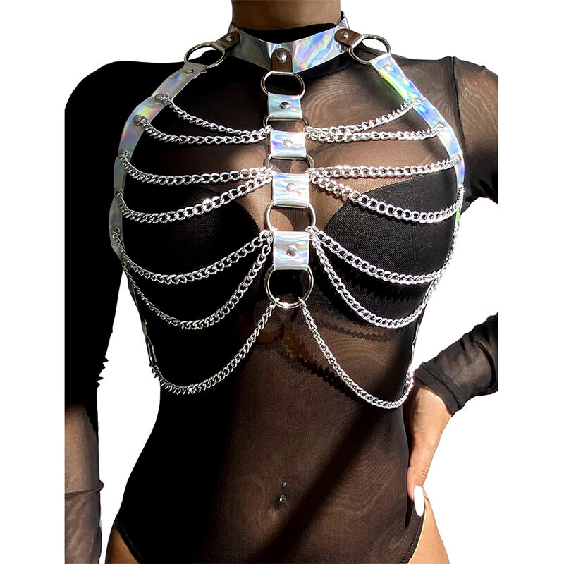 Subblime Chest Harness with Rings and Chains - Arnés Plateado