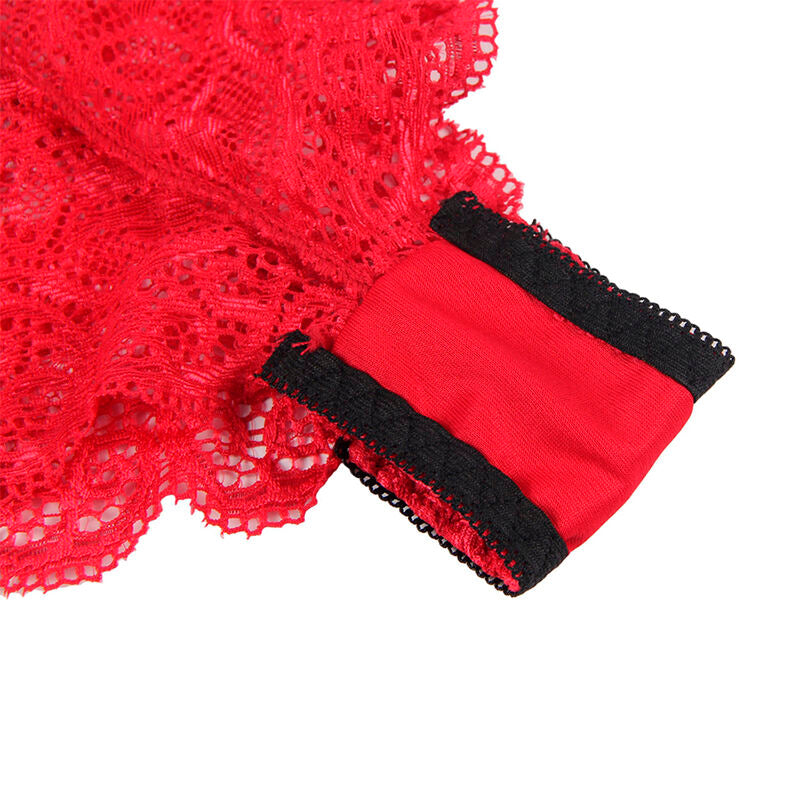 Subblime Silk and Lace Nightgown + Panties Red S/M