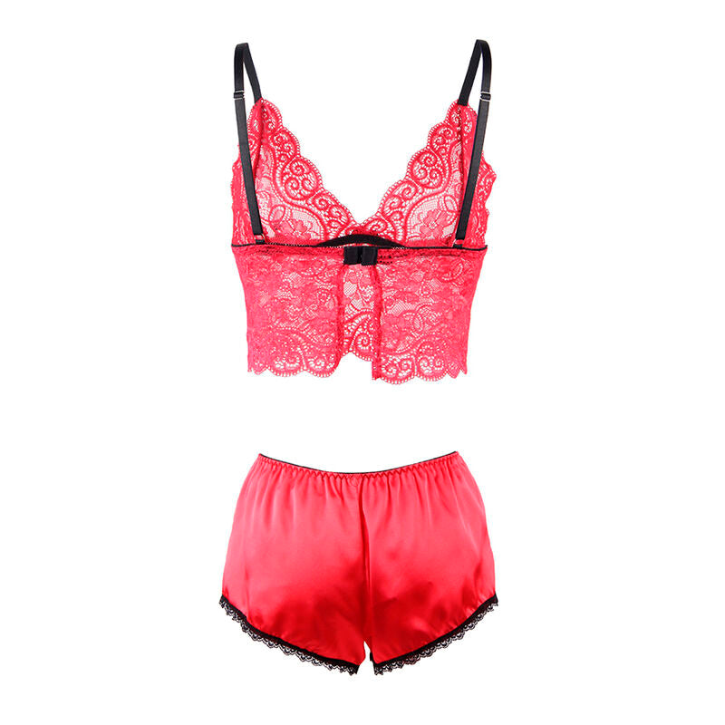 Subblime Silk and Lace Nightgown + Panties Red S/M