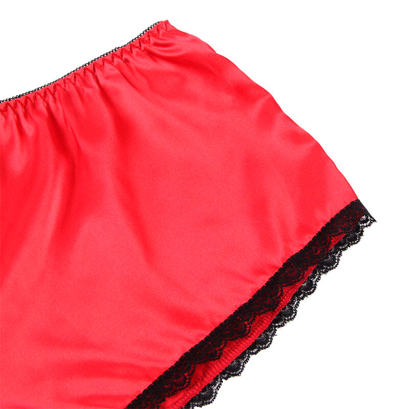 Subblime Silk and Lace Nightgown + Panties Red S/M