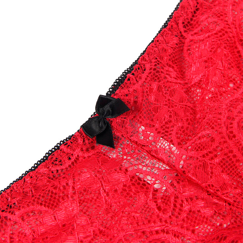 Subblime Silk and Lace Nightgown + Panties Red S/M