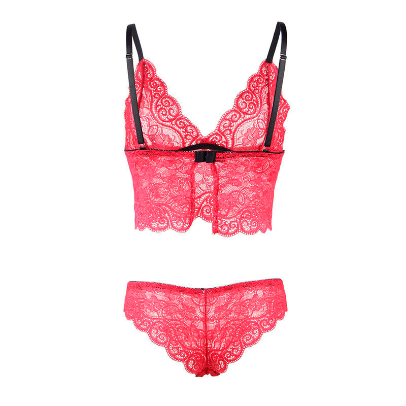Subblime Silk and Lace Nightgown + Panties Red S/M