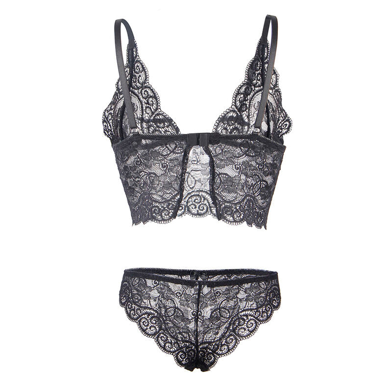 Camisón de Seda y Encaje con Panties Subblime - Negro S/M