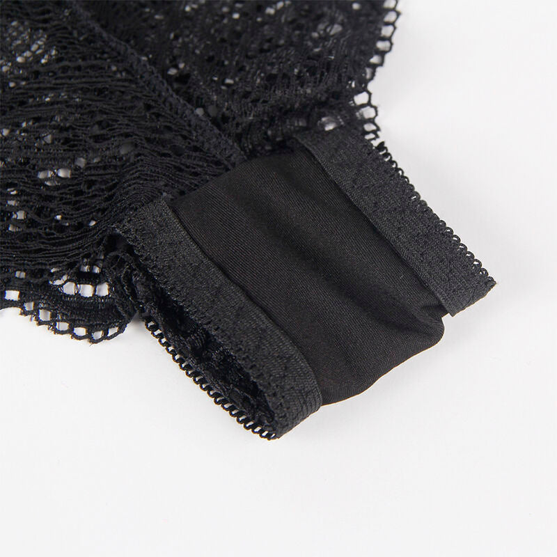 Camisón de Seda y Encaje con Panties Subblime - Negro S/M