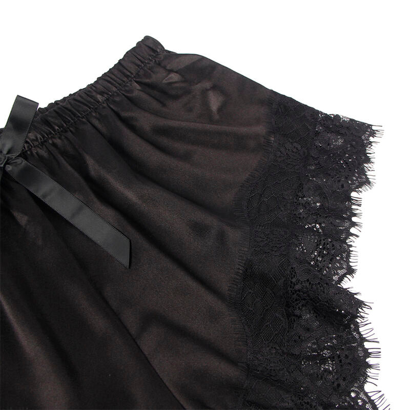 Subblime Casual Silk Nightgown + Lace Pants Black L/XL