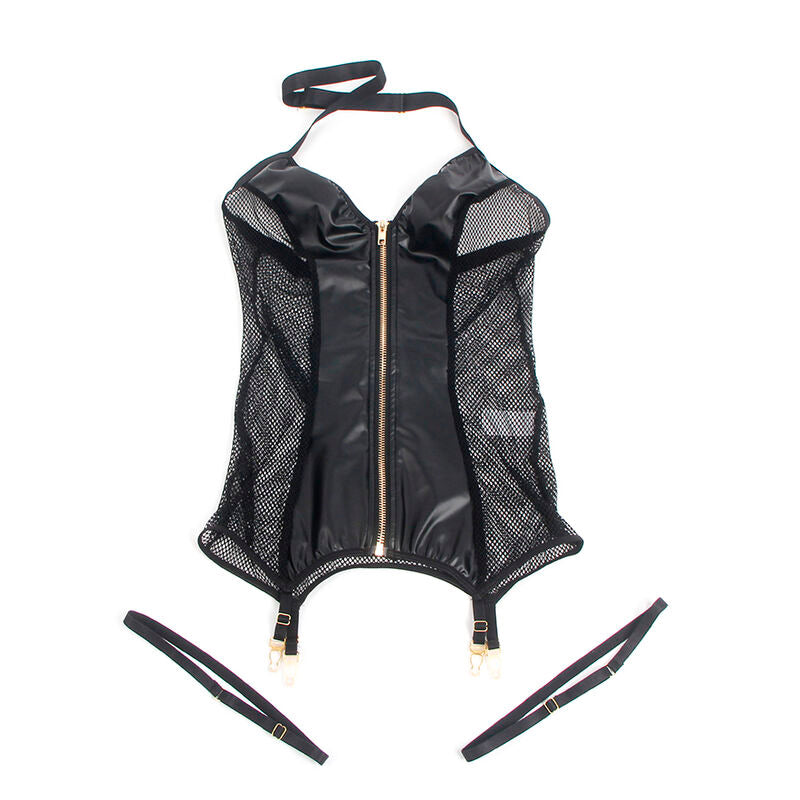 Subblime Sexy Mesh Dress Leather Black - Diseño Sensual L/XL