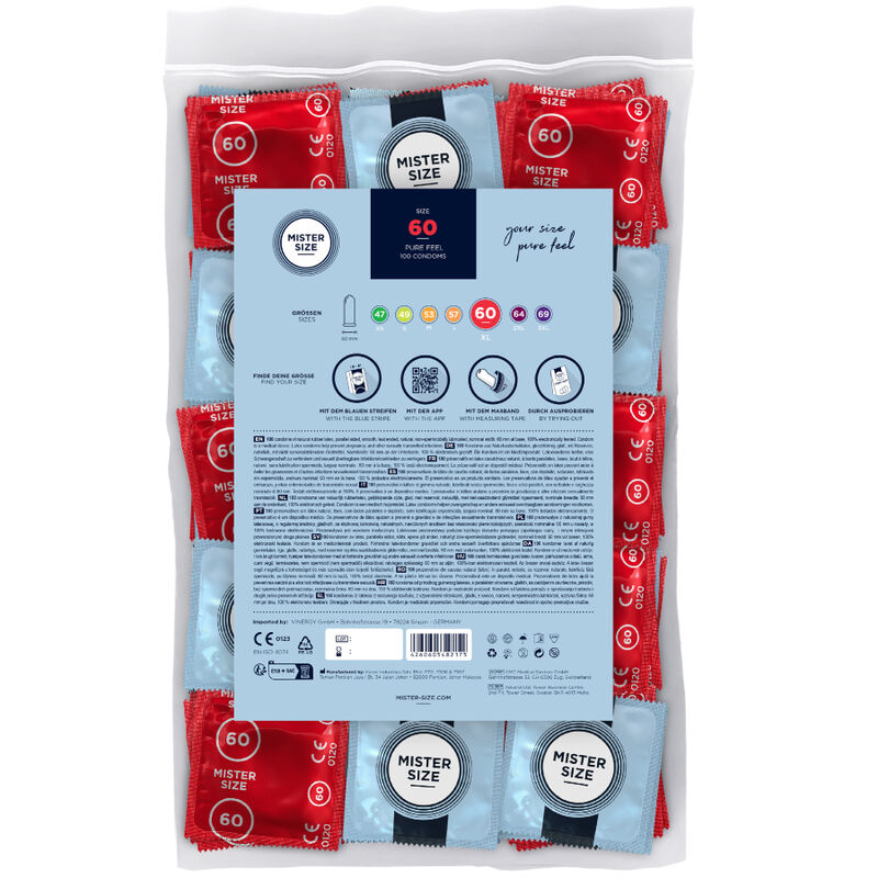 Mister Size Condones XL 60mm - Pack 100 Unidades