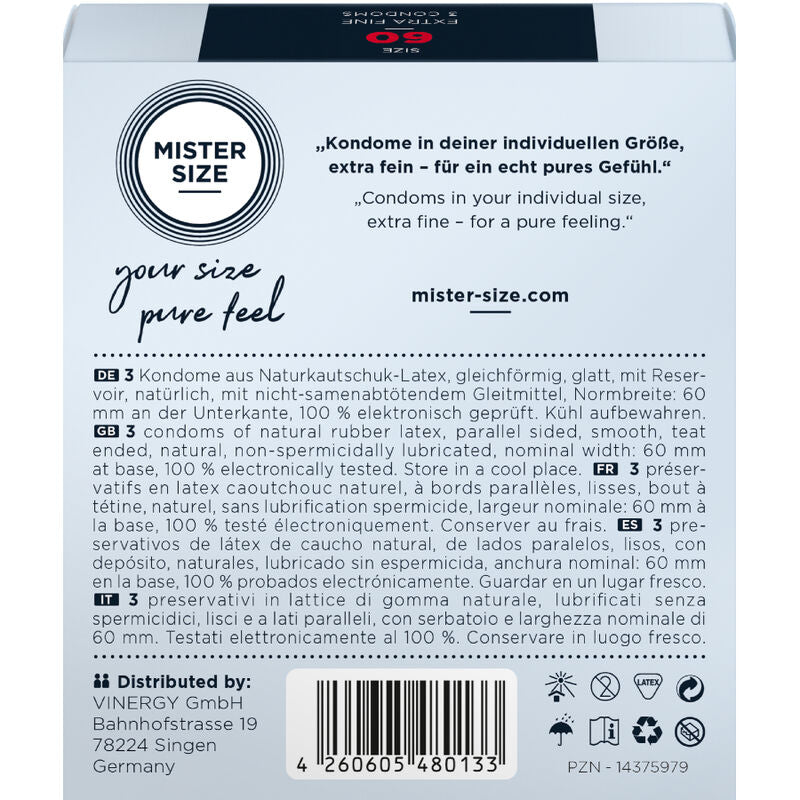 Mister Size Preservativo XL 60 mm - Pack 3 Unidades