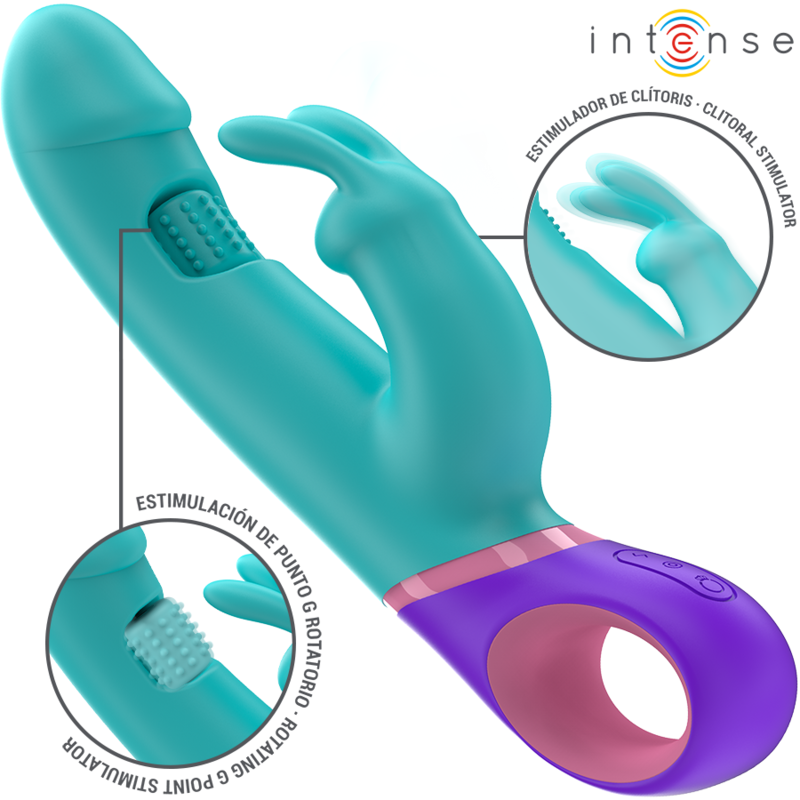 Intense Monica Rabbit Vibrator con Estimulador G-Spot Rotatorio Azul
