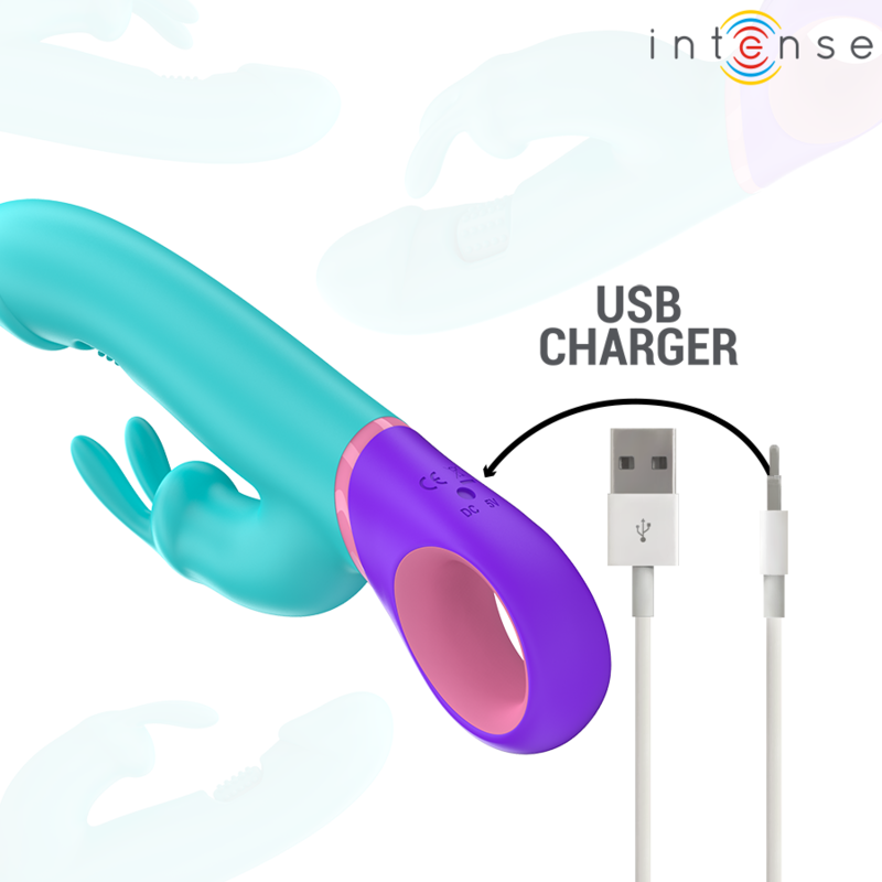Intense Monica Rabbit Vibrator con Estimulador G-Spot Rotatorio Azul
