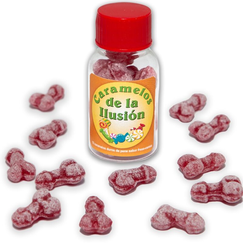 Diablo Picante - 12 Caramelos Forma de Pene Sabor Fresa y Cereza