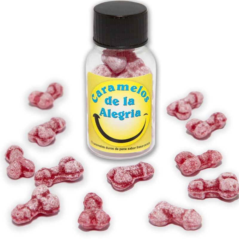 Diablo Picante - 12 Caramelos Picantes Forma de Pene Fresa y Cereza