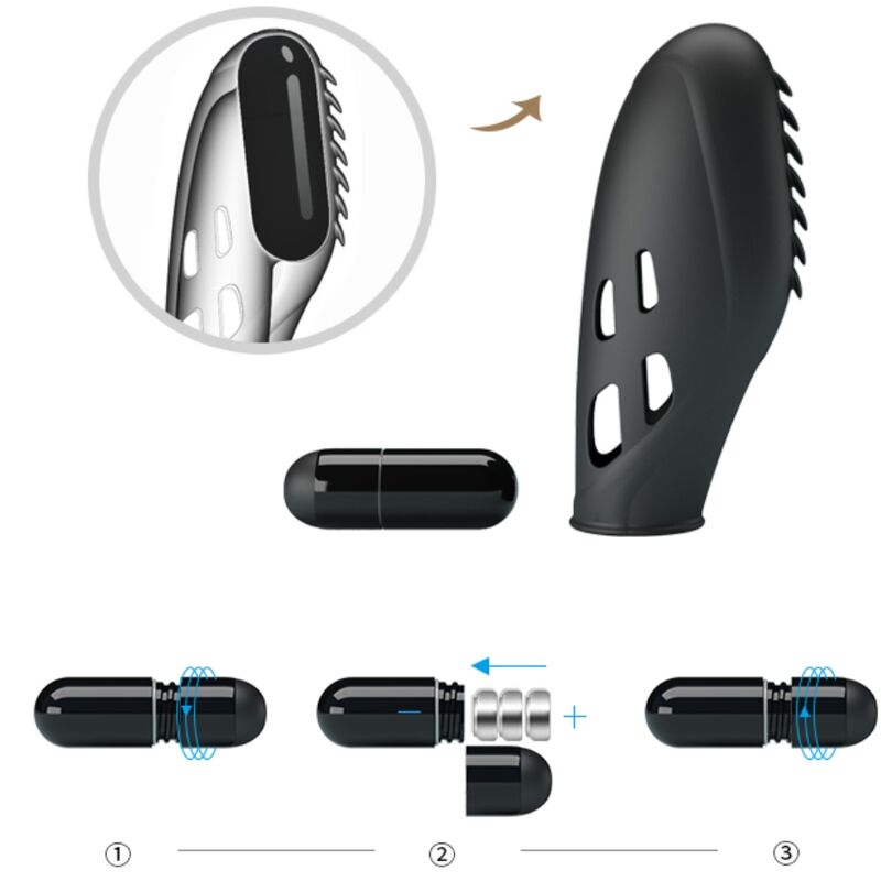Pretty Love Gilo - Vibrador de Silicona para Dedo Negro