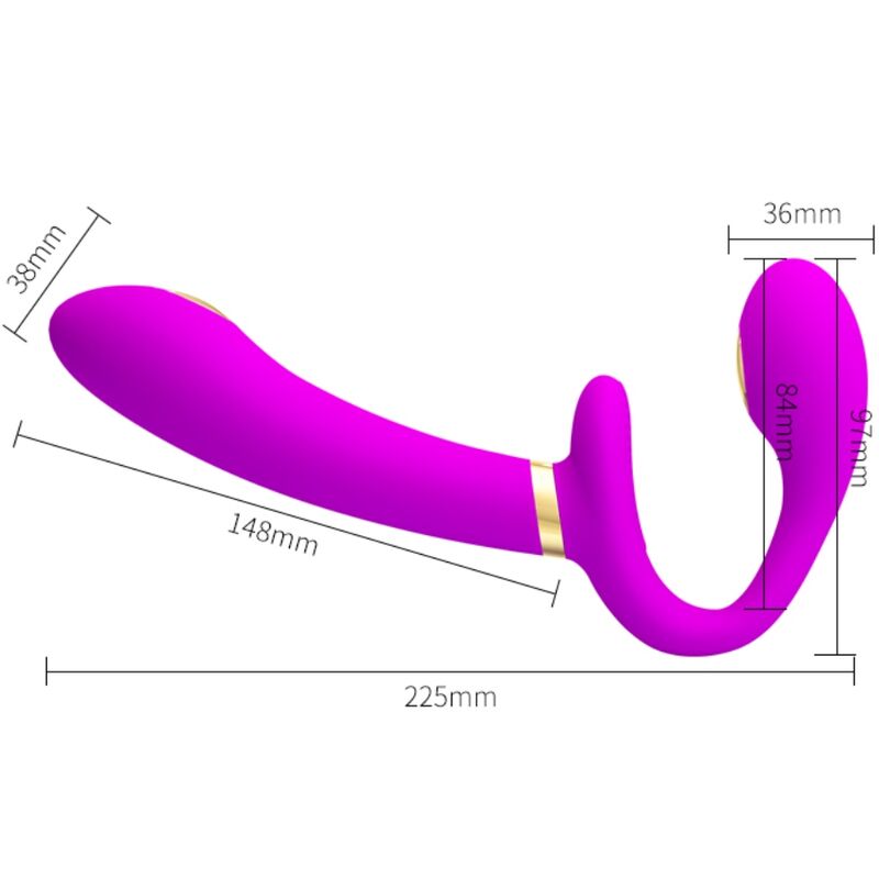 Pretty Love Thunderbird Double Strap-On Vibrator con Control Remoto Púrpura