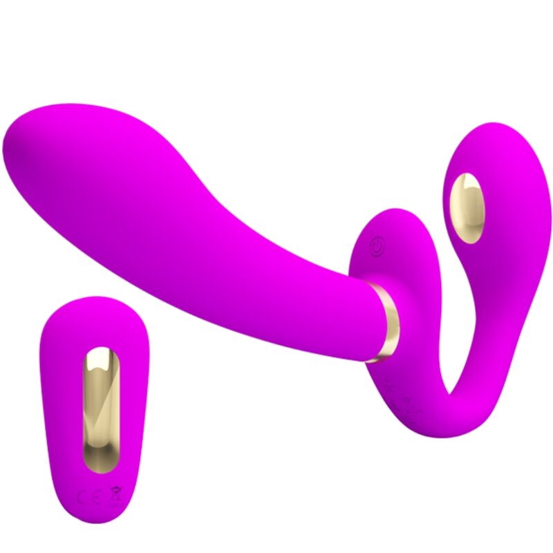 Pretty Love Thunderbird Double Strap-On Vibrator con Control Remoto Púrpura