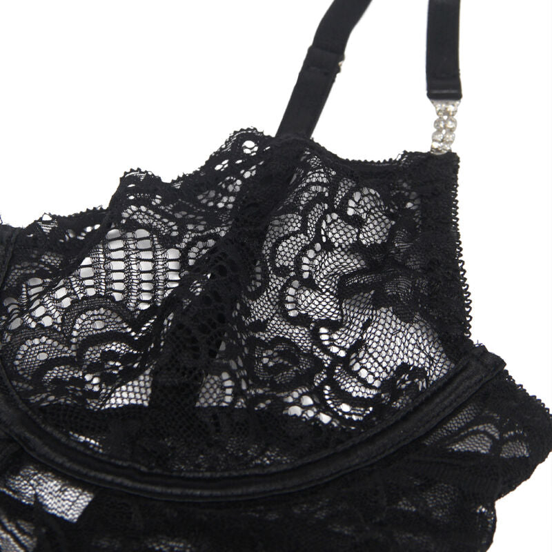 Babydoll de Encaje Negro con Tirantes Ajustables - Talla S/M