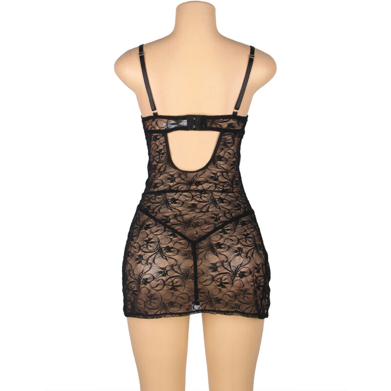 Babydoll de Encaje Negro con Tirantes Ajustables - Talla S/M