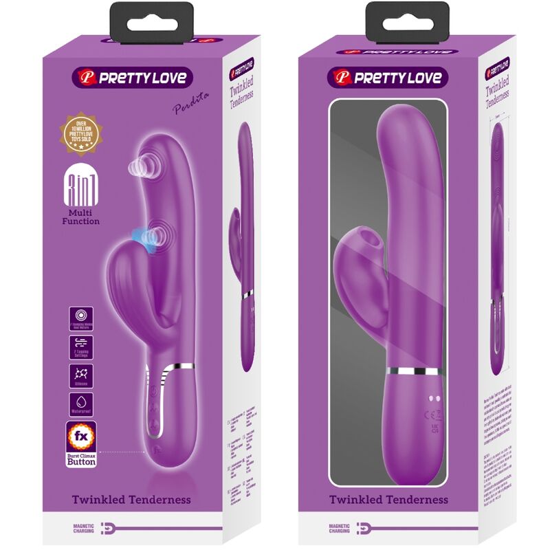 Pretty Love Perlita 3 en 1 - Vibrador Rabbit Multifunction Púrpura