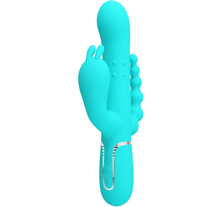 Pretty Love Cammy 4 en 1 Vibrador Triple Rabbit Azul