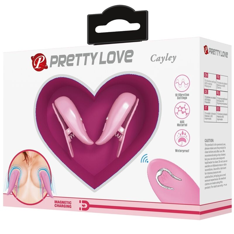 Pretty Love Cailey Pinzas de Pezón con 10 Vibraciones y Control Remoto Rosa