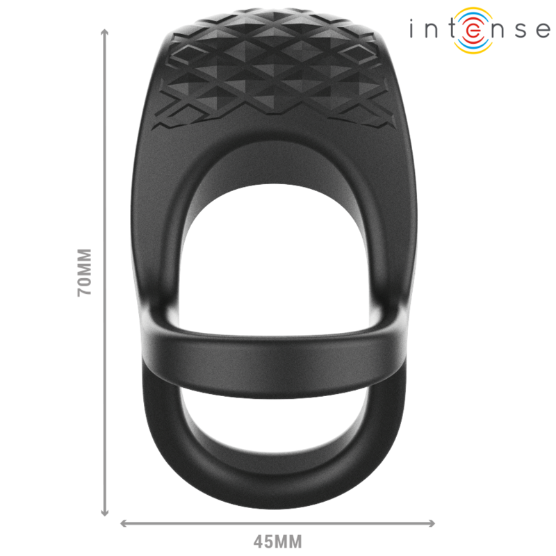 Intense Alex Vibrator Double Penis Ring 10 Vibraciones Negro