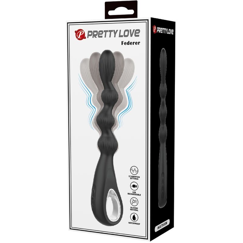 Pretty Love Federer Vibrador Anal 12 Vibraciones Negro