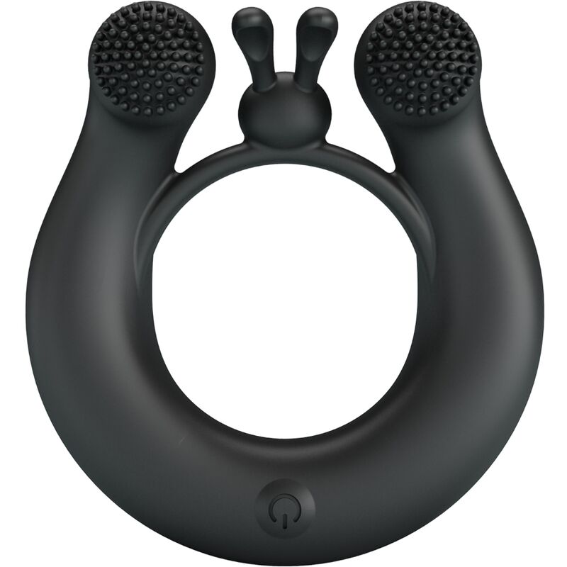Pretty Love Dahlia - Anillo Vibrador con Estimulador de Clítoris 12 Vibraciones Negro