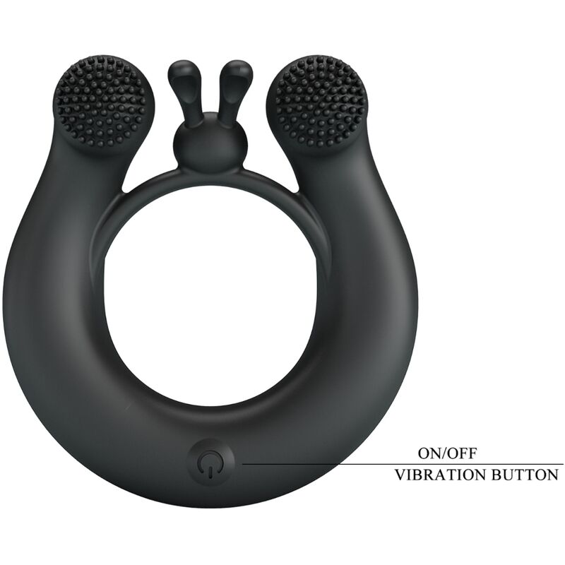 Pretty Love Dahlia - Anillo Vibrador con Estimulador de Clítoris 12 Vibraciones Negro
