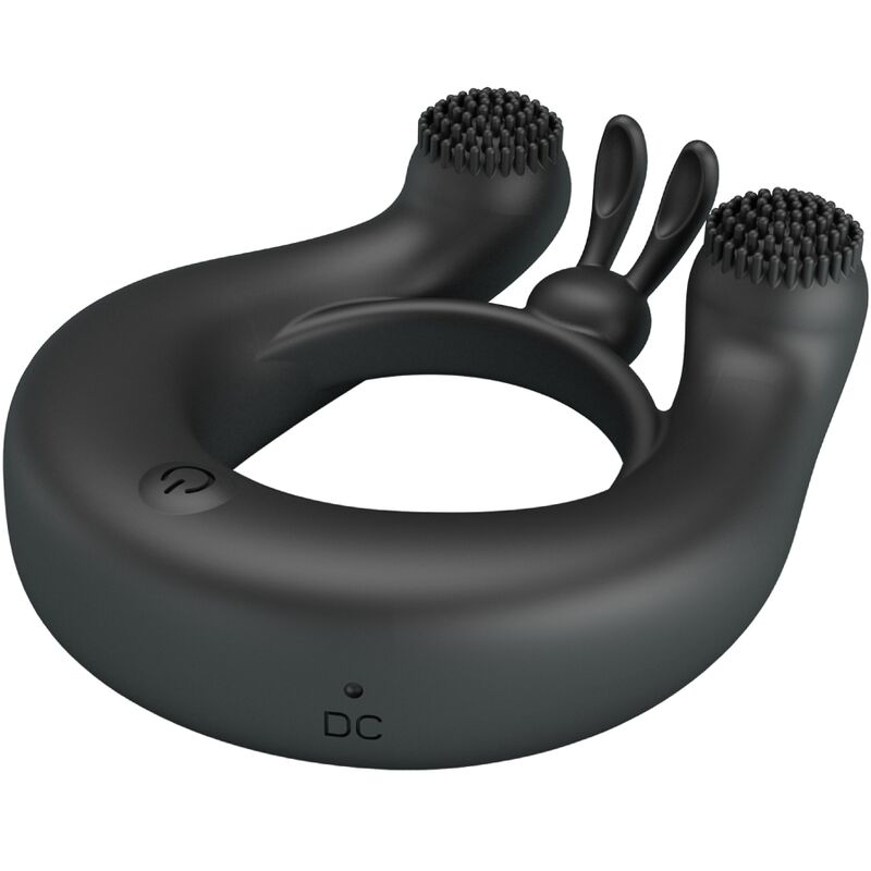 Pretty Love Dahlia - Anillo Vibrador con Estimulador de Clítoris 12 Vibraciones Negro