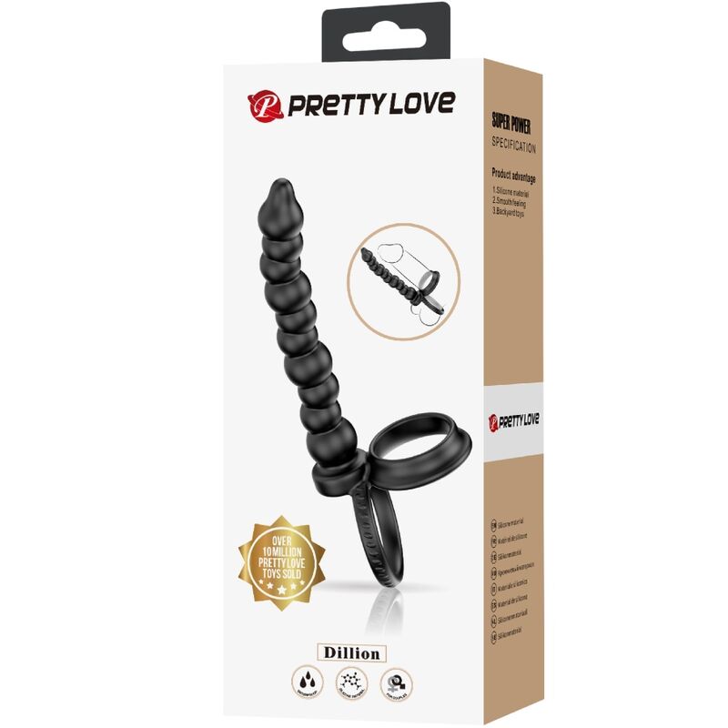 Pretty Love Dillion - Anillo Estimulador Doble Penetración Silicona Negra