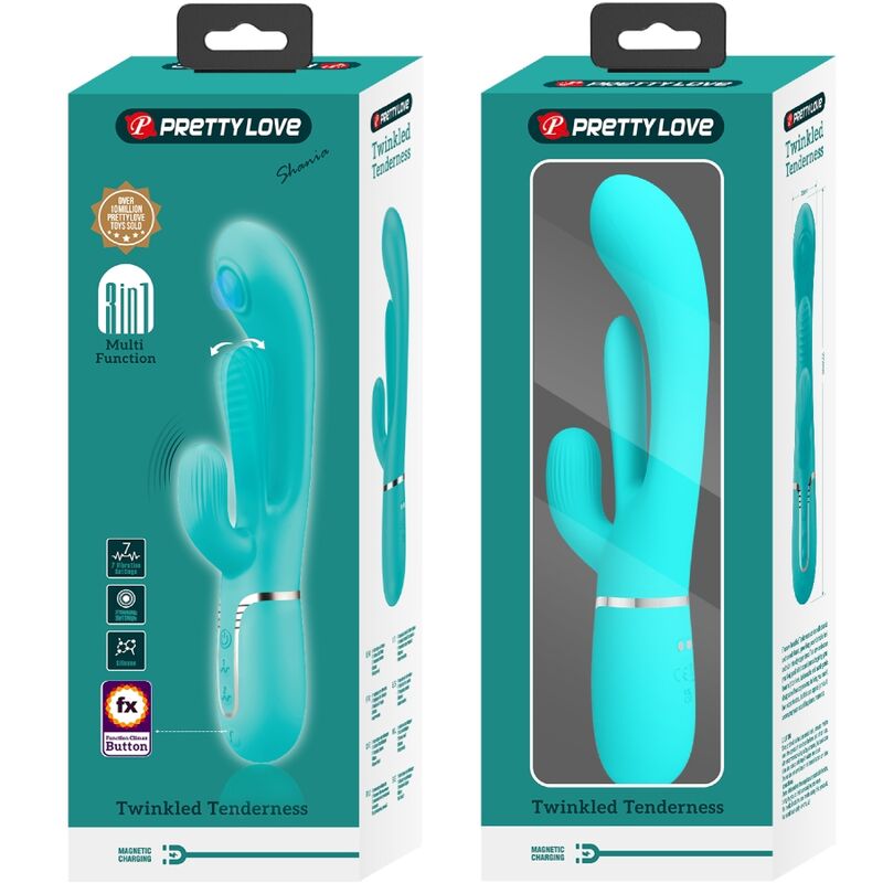 Pretty Love Shania Triple Rabbit Vibrador Multifunción 3 en 1 Azul