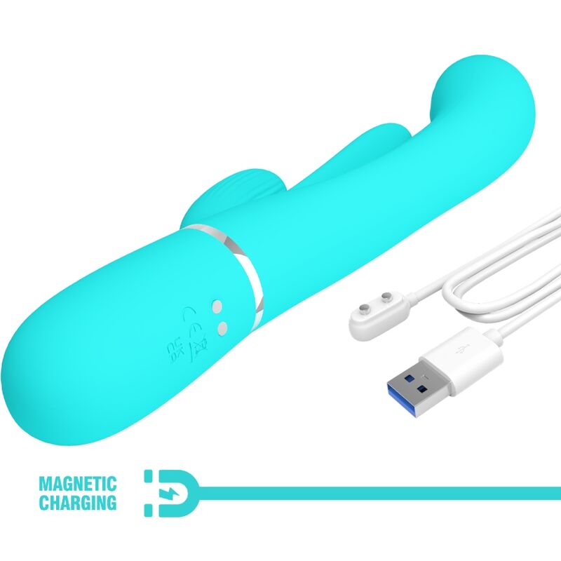 Pretty Love Shania Triple Rabbit Vibrador Multifunción 3 en 1 Azul